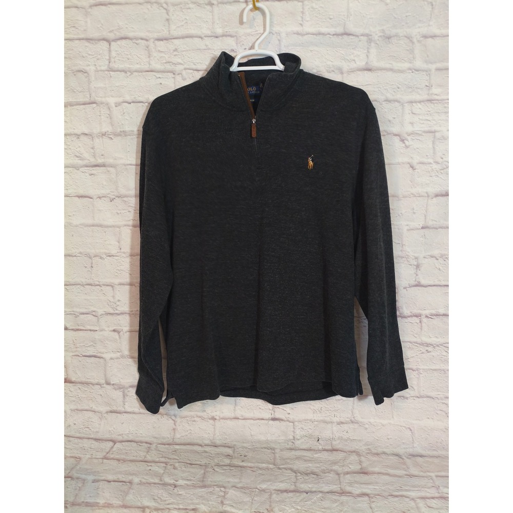 Polo Ralph Lauren Mens Estate Rib Quarter Zip Pullover Sweater Charcoal XL